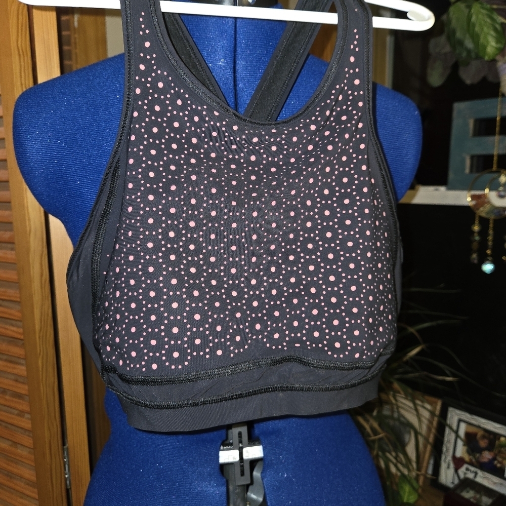Lululemon Color Me Quick Black and Pink Patterned Sports Bra - Picture 6 of 6